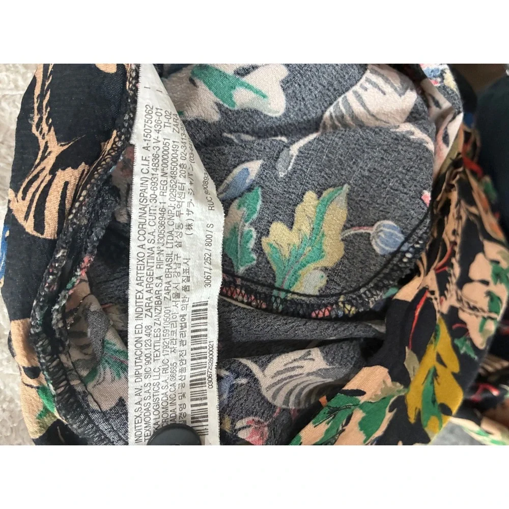Zara Trafaluc Zebra Tropical Print Tapered Pants‎ Orange Piping Black Small